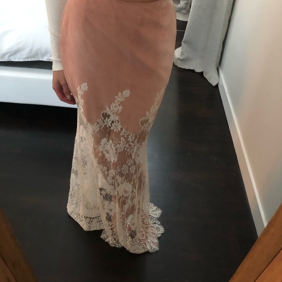 Valentino pink and white lace two toned maxi skirt - Picture 7 of 8